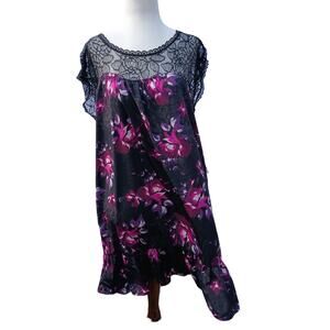 ELLE Dress Black Lace Top with Floral Ruffle Bottom size Medium